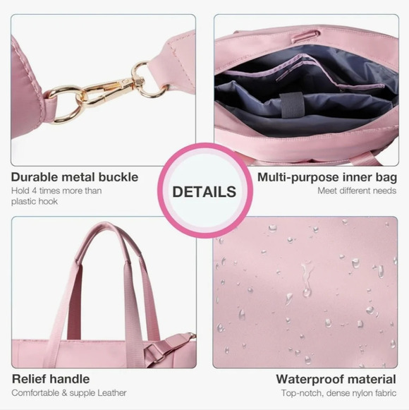 NWT Davvshock Pink Travel Weekender Carry On Tote Bag - Picture 13 of 16